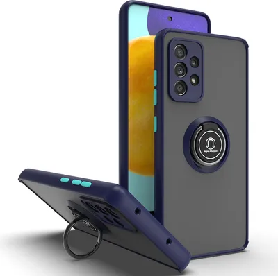 Produktbild von Samsung A52 Hülle, Ring Halter Ständer Matte Transluzent TPU Rahmen Stoßfest Schutzhülle für Samsung Galaxy A52 5G / 4G Blau