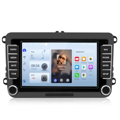 Obrázok produktu pre 1 + 32 GB. Vhodné pre modely VW Golf 5, 6, Passat B6, B7, Touran, Tiguan, Škoda Fabia, Seat Jetta. Funkcie: SWC (ovládanie z volantu), DAB+, WIFI, RDS, Android 14, GPS navigácia
