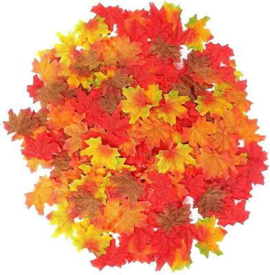 Obrázok produktu pre Umelé jesenné lístky, 200 ks, dekorácia na stôl, jeseň, Halloween, Deň vďakyvzdania, plast, lístky, dekorácia