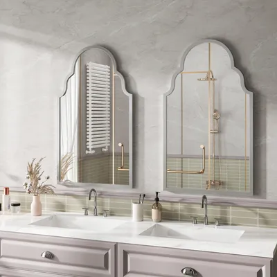 Produktbild von MODFU Rechteckiger Spiegel Badezimmerspiegel mit hochwertige Metallrahmen und 2 Haken,Wandspiegel als Wanddekoration für Eingangsbereich,silber