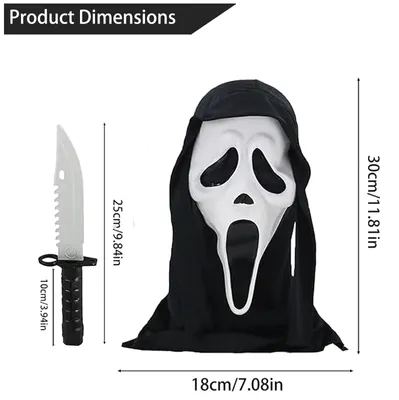 Produktbild von Halloween Maske Ghostface für Geisterhaus, Mottoparty, Rollenspiel, PTBWS