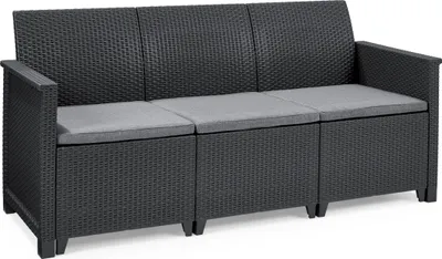 Obrázek produktu pro Keter Lounge Set Emma 9-dílný, křeslo + pohovka + stůl + polštáře na sezení; grafitová barva