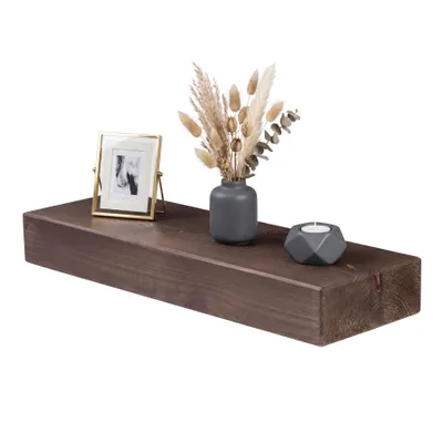 Produktbild von levandeo Wandregal Holz Massiv 60x20cm Nussbaum Farbig Wandboard Regal Vintage