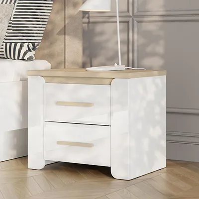 Immagine prodotto di Yamba - Comodino, 58x40x50h cm Bianco Opaco, 2 Cassetti