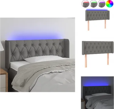 Produktbild von vidaXL LED Kopfteil Dunkelgrau 93x16x78/88 cm Stoff -  Kopf- & Fußenden