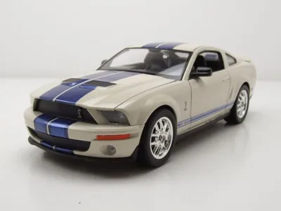 Produktbild von Welly 22473W Ford Shelby Mustang Cobra GT 500 2007 weiß blaue Streifen 1:24