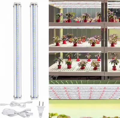 Produktbild von T5 LED Pflanzenlampe Vollspektrum Lichtröhre Pflanzenlicht Streifen Gemüse Wachstumslampe LED Grow Lampe für Zimmerpflanzen, 2er Set