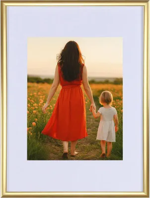 Produktbild von New Lifestyle Kunststoff Bilderrahmen mit Passepartout & Kunststoffglas Collage Wanddeko Poster Hoch- & Querformat - Farbe: Gold | Format: 21x29,7 DIN A4