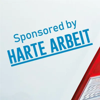 Produktbild von Auto Aufkleber Sponsored by Harte Arbeit Gesponsert Hard 19x7 cm Hellblau Sticker Heckscheibenaufkleber