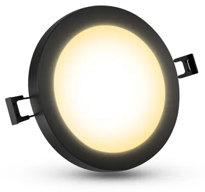 Produktbild von SSC-LUXon VORALO 2in1 Aufbaustrahler & Einbauspot schwarz flach rund - 4W Downlight warmweiß 230V flacher Deckenspot Ø 14cm