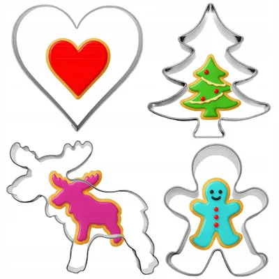 Produktbild von EkoForemki Große Weihnachtsplätzchenausstecher 4er Set Edelstahl