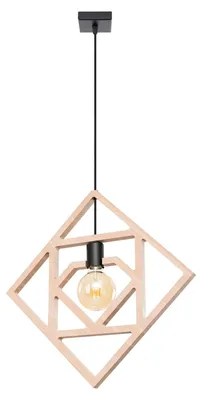 Produktbild von Hängelampe Holz H: max. 145 cm Schwarz Natur E27 Skandinavisch Hängeleuchte