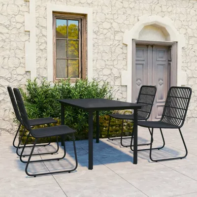 Produktbild von Möbel 5-tlg. Garten-Essgruppe Poly Rattan und Glas - Balkonmöbel 3060251