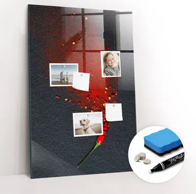 Produktbild von Magnetpinnwand Memoboard - Zubehörsatz - Weißer Marker + Schwamm + Magnete - 60 x 90 cm - Paprikapulver