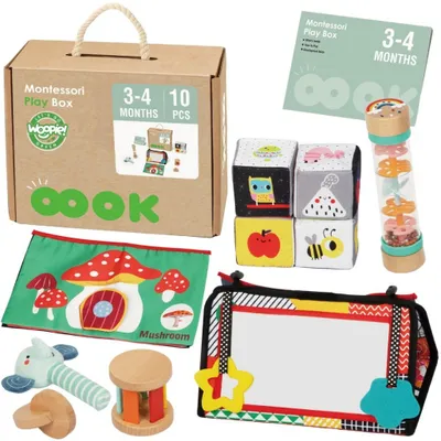 Immagine prodotto di WOOPIE GREEN Scatola XXL Montessori, Sensoriale ed Educativa, 6 in 1, Certificata