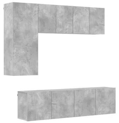 Productafbeelding van vidaXL 5-delige wandmeubelset, betonkleur, houtvezel