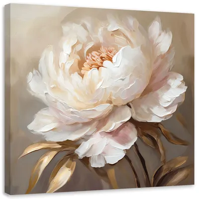 Produktbild von Leinwandbild Pfingstrose gold 3D 50x50 Feeby Beige bild für die wand bereit zum aufhängen
