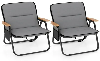 Produktbild von Set aus faltbaren Campingstühlen mit Kissen und Seitentasche
