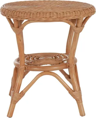 Produktbild von KRINES HOME Runder Rattan-Tisch Ø 50 cm / Beistelltisch Rund / Couchtisch Rattantisch Kaffeetisch (Terracotta)