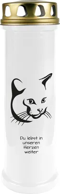 Image de Bougie funéraire Blanc 100h ( couvercle or ) - Chat 4
