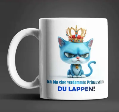 Produktbild von Katze Prinzessin witzige lustige Keramik Kaffeetasse Teetasse Tasse Geschenke