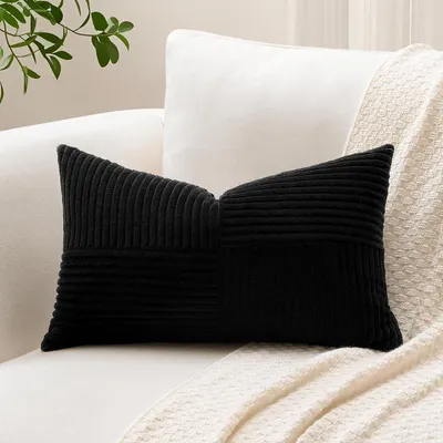 Productafbeelding van Kussensloop, corduroy, kruisstreepmotief, 40x60 cm, zwart, 1 stuk