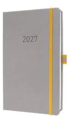 Produktbild von Wochenkalender Linescape 2027, ca. A5, hellgrau, gelb