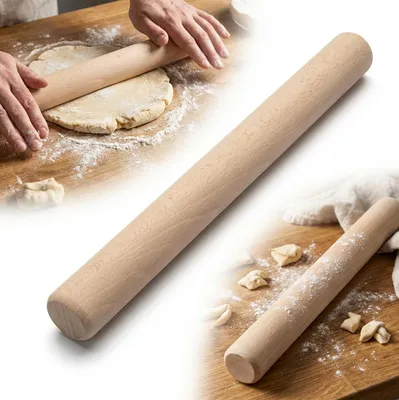 Zdjęcie produktu dla Wałek drewniany Bukowy masywny 40 cm fi4 cm pizzy