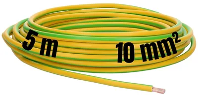 Zdjęcie produktu dla 5 metrów Lapp 4520005 H07V-K 10 mm² zielono-żółty I Przewód uziemiający I Przewód okablowania I Przewód elastyczny I Przewód jednożyłowy PVC I Skrętka 10 mm2 I Okablowanie