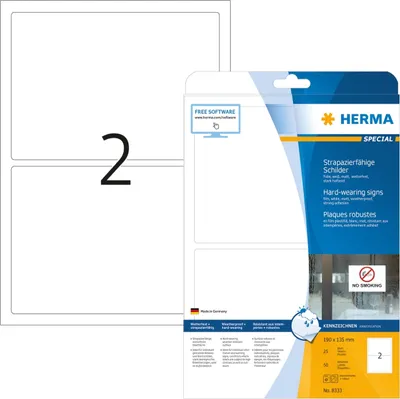 Produktbild von Schilder strapazierfähig Folie weiß 190x135mm Special A4 LaserCopy Packung mit 32 Stück