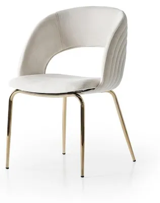 Image de Ensemble de salle à manger : table à manger et 4 chaises, style moderne, marbre beige, extensible, doré
