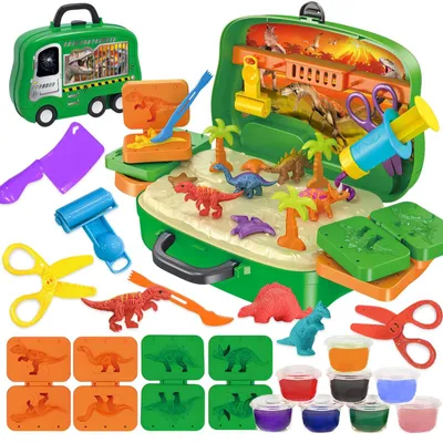 Produktbild von Knetset Dinosaurier Spielzeug in Koffer mit Rollen für Kinder
