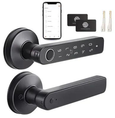 Smart Türschloss mit WLAN, Fingerabdruck & App, silber