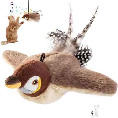Produktbild von Aufladbare Schüttelvogel Plüschspielzeug,Stofftiere,Spatz,Soundspielzeug,Elektrisches Katzenspielzeug,USB,24x23x6cm,Tierkuscheltier