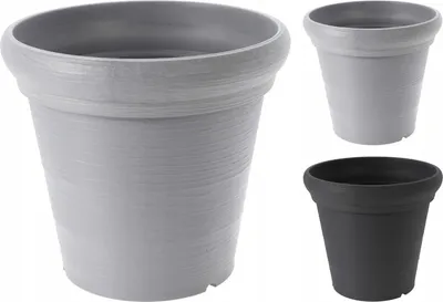 Productafbeelding van Bloempot, rond, 38 cm, kunststof, voor tuin, balkon, terras, antraciet/lichtgrijs