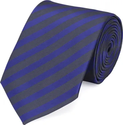 Produktbild von Fabio Farini - 1 Stück gestreifte Herren Krawatte - Tie mit Streifen in 6cm oder 8cm Breite Breit (8cm), Schwarz/Navyblau