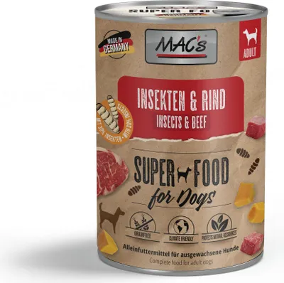 Produktbild von MAC's Dog Insekten & Rind 400g, Adult, jede Rasse, Rind, Insekt, 400 g, Zuckerfrei