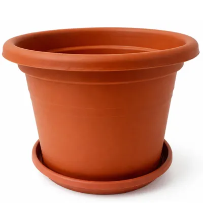 Produktbild von BigDean 1 Stück BlumACentopf mit Untersetzer rund ø 20 cm Terracotta – wetterfester Pflanzkübel Gefertigt in Europe
