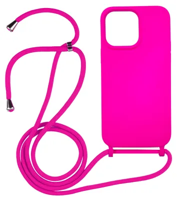 Produktbild von Handyhülle Pink mit Handykette für Iphone16 pro max Silikon Schutzhülle Case Zum Umhängen Crossbody