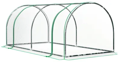 Image de Serre avec porte - Maison de jardin - 200 x 80 cm - Revêtement en plastique transparent - Structure en acier