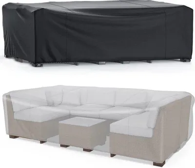 Image de Housse de protection pour meubles de jardin, dimensions 242 x 162 x 100 cm - Résistante aux intempéries, tissu 600D - Coupe-vent - Bâche de protection pour ensembles de meubles