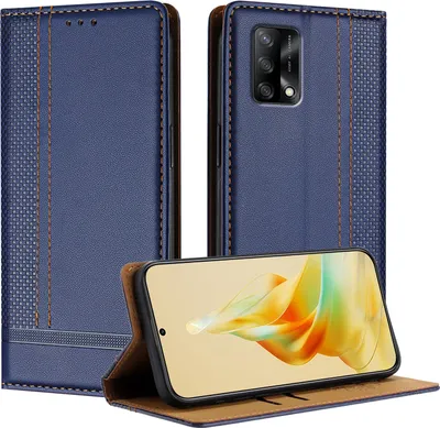 Image de Etui pour OPPO A74 4G étui en cuir avec fonction stand bleu
