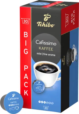 Produktbild von Tchibo Cafissimo Vorratsbox Kaffee Filterkaffee mild Kaffeekapseln, 30 Stück (Kaffee, mild mit sanften Röstaromen), nachhaltig & fair gehandelt
