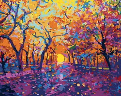 Image de Zuty - Peinture par numéros - FEUILLES D'AUTOMNE, 40 x 50 cm, toile tendue sur châssis