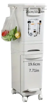 Immagine prodotto di Pattumiera, capacità 32 litri, design salvaspazio, beige, 32 litri