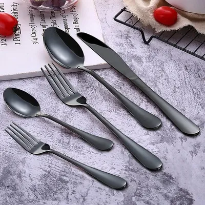 Produktbild von Freetoo Besteck Set, 60-teilig Besteck für 12-14 Personen, Besteckset inkl. Messer, Gabel, Löffel, Besteck Edelstahl, Spülmaschinengeeignet, Schwarz