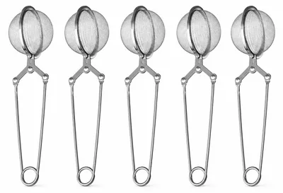 Immagine prodotto di Set di 5 pinze da tè in acciaio inossidabile per tè sfuso | 5 pezzi di uova da tè a forma di palla | pinze da setaccio per tazze | filtro per il tè | pinze per spezie | colino per il tè | uovo per spezie | colino per tazze per gli amanti del tè | uovo per le pinze da tè