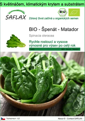 Obrázek produktu pro SAFLAX Garden to go - BIO - Špenát - Matador - Spinacia oleracea - 300 Semena - S květináčem, klimatickou poklicí a pěstebním substrátem