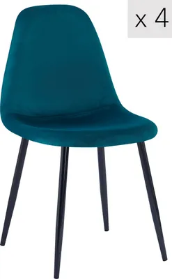 Produktbild von Polsterstühle (4er Set) aus Metall und Samt Blau