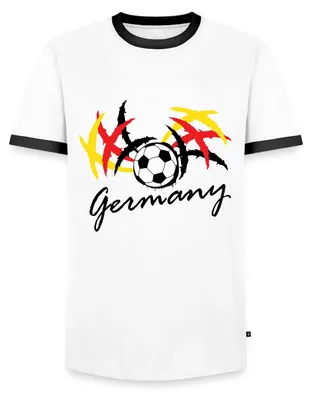 Produktbild von Spreadshirt Germany Fußball Fanlook Trikot Männer Kontrast T-Shirt, M, Weiß/Schwarz